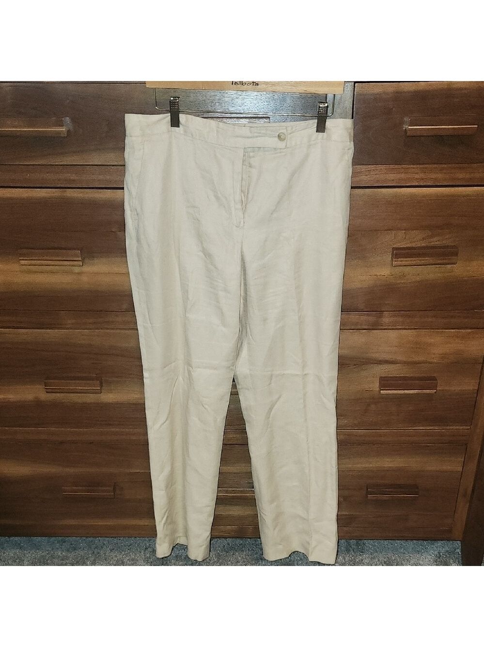 Talbots Heritage Cream Trousers 12p Luxury Business Casual Straight-Leg Style